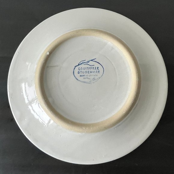 Vintage Louisville Pottery Plate // Baby Tiger with Butterfly // Blue Rim - Picture 3 of 4